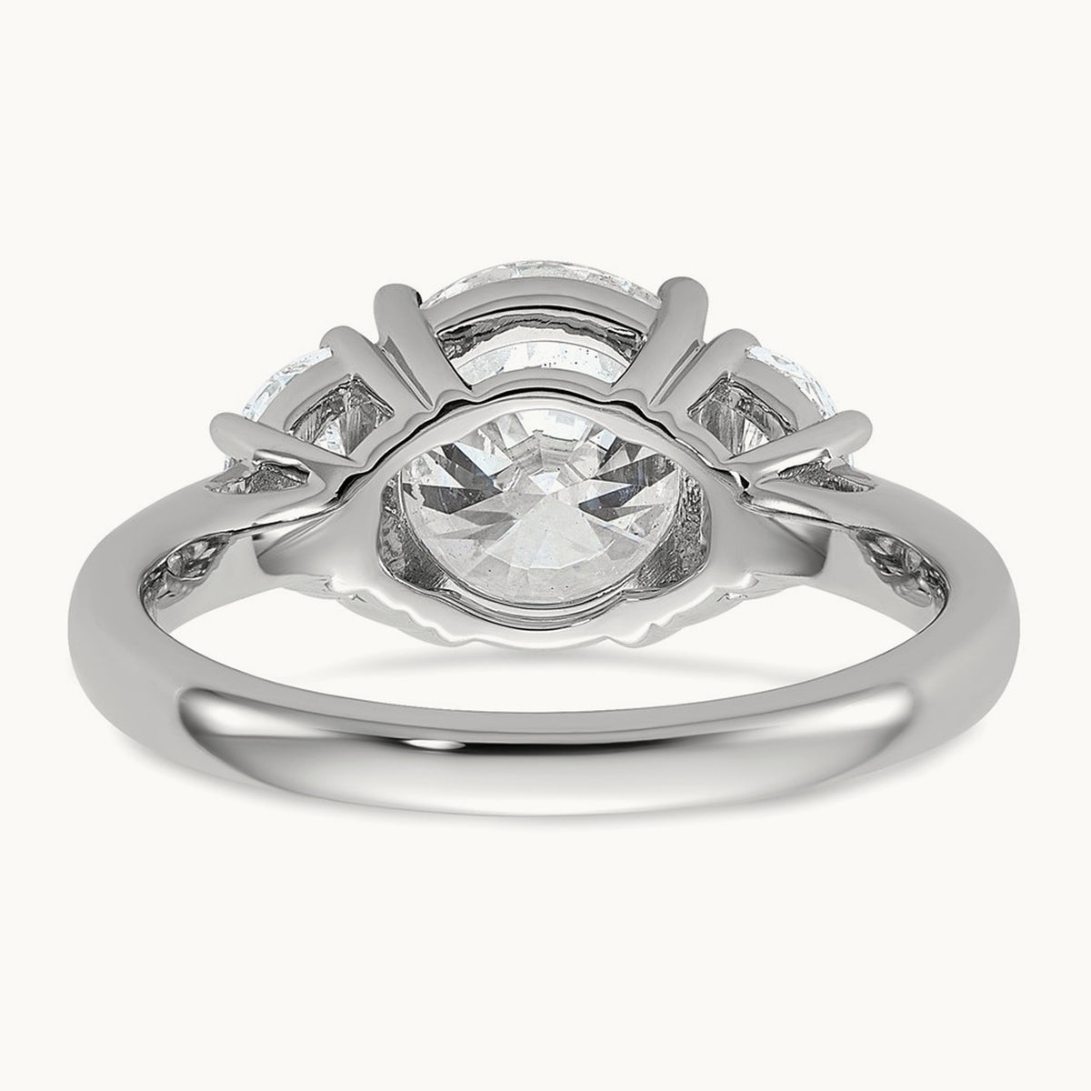Round 3 Stone Engagement Ring, 1.25-4.00 ct tw Lab-Grown Diamond — 3 1/8 ct, 14K White Gold