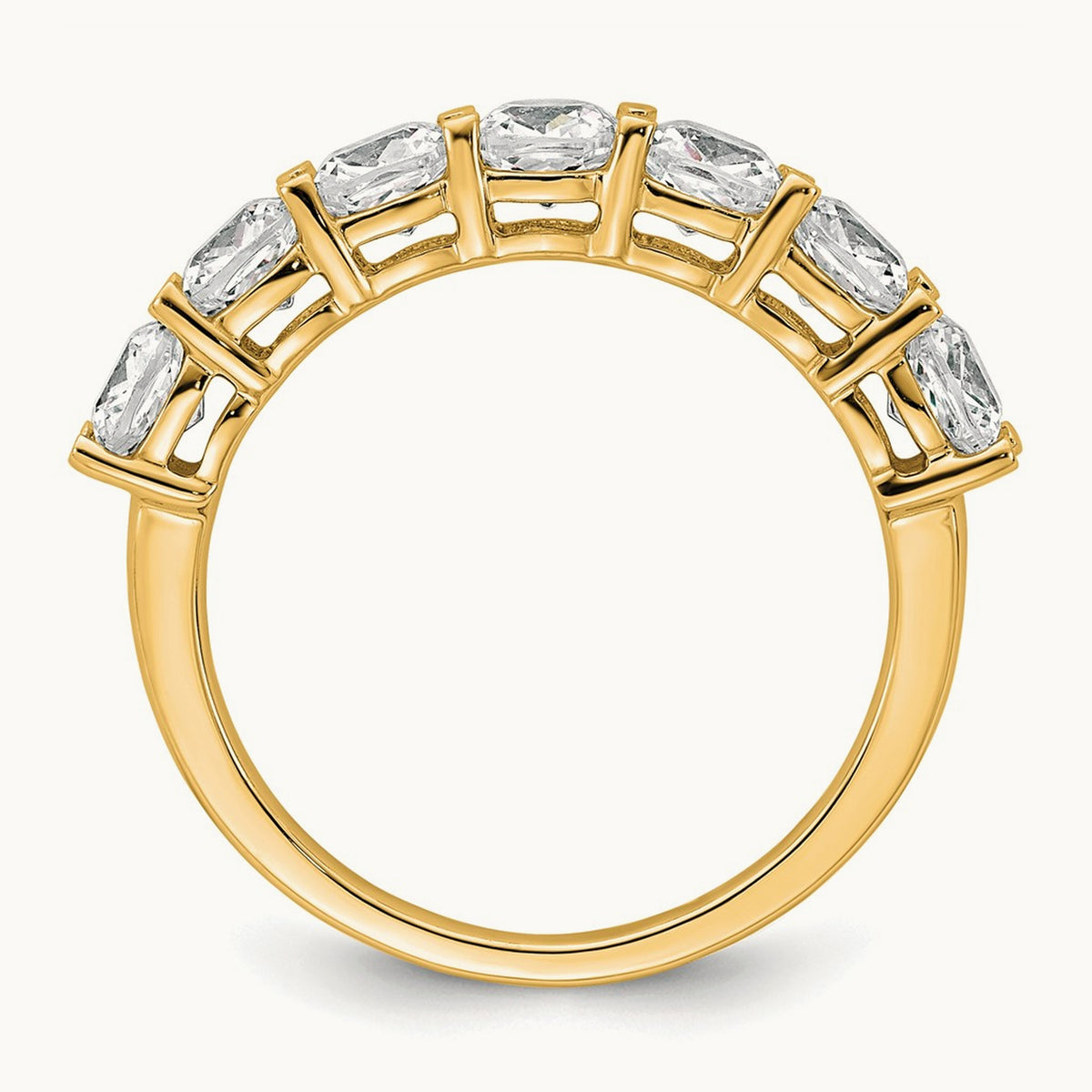 Cushion 7 Stone Band, 2.50 ct tw Lab-Grown Diamond — 14K Yellow Gold