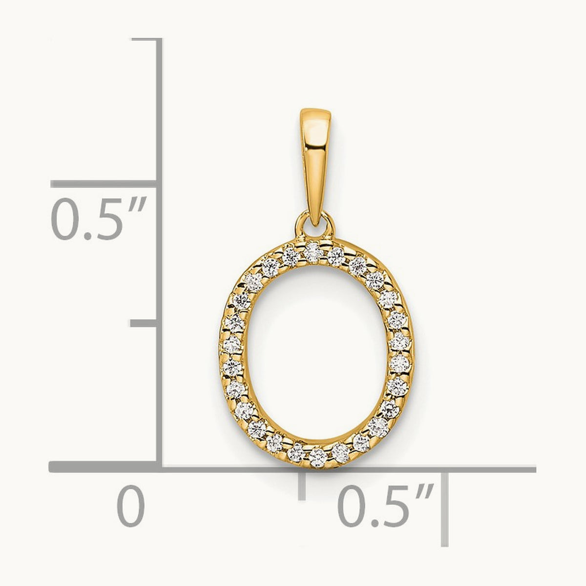 Diamond Letter O Initial Pendant, 14K