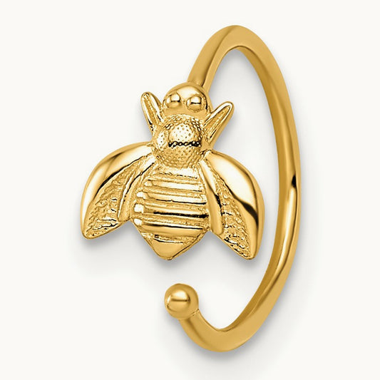 18 Gauge Bumble Bee Nose Ring / Ear Cuff, 14K