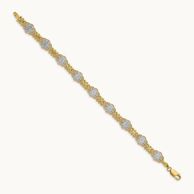 Flower 7.5in Bracelet, 14K with White Rhodium