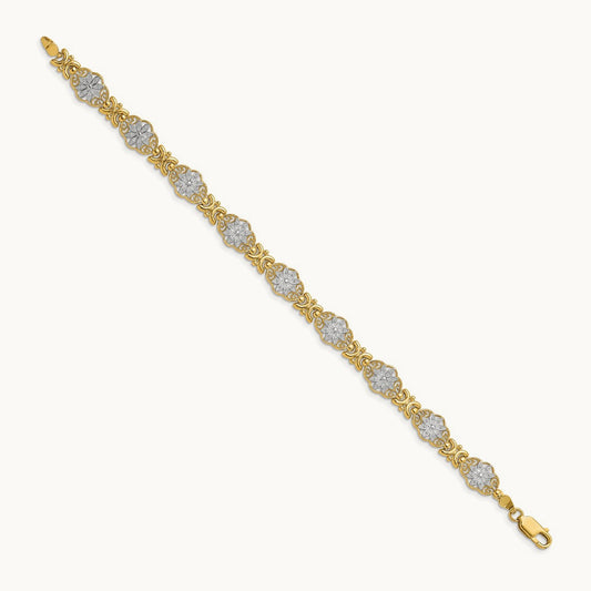 Flower 7.5in Bracelet, 14K with White Rhodium
