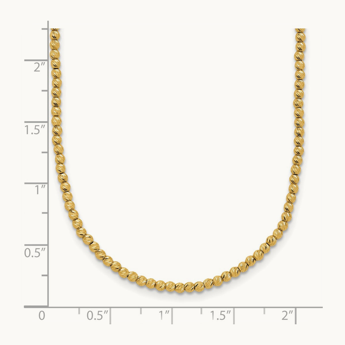 Polished and Diamond-cut Beaded 18in Necklace, 14K