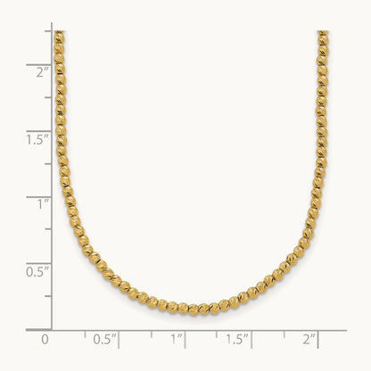 Polished and Diamond-cut Beaded 18in Necklace, 14K