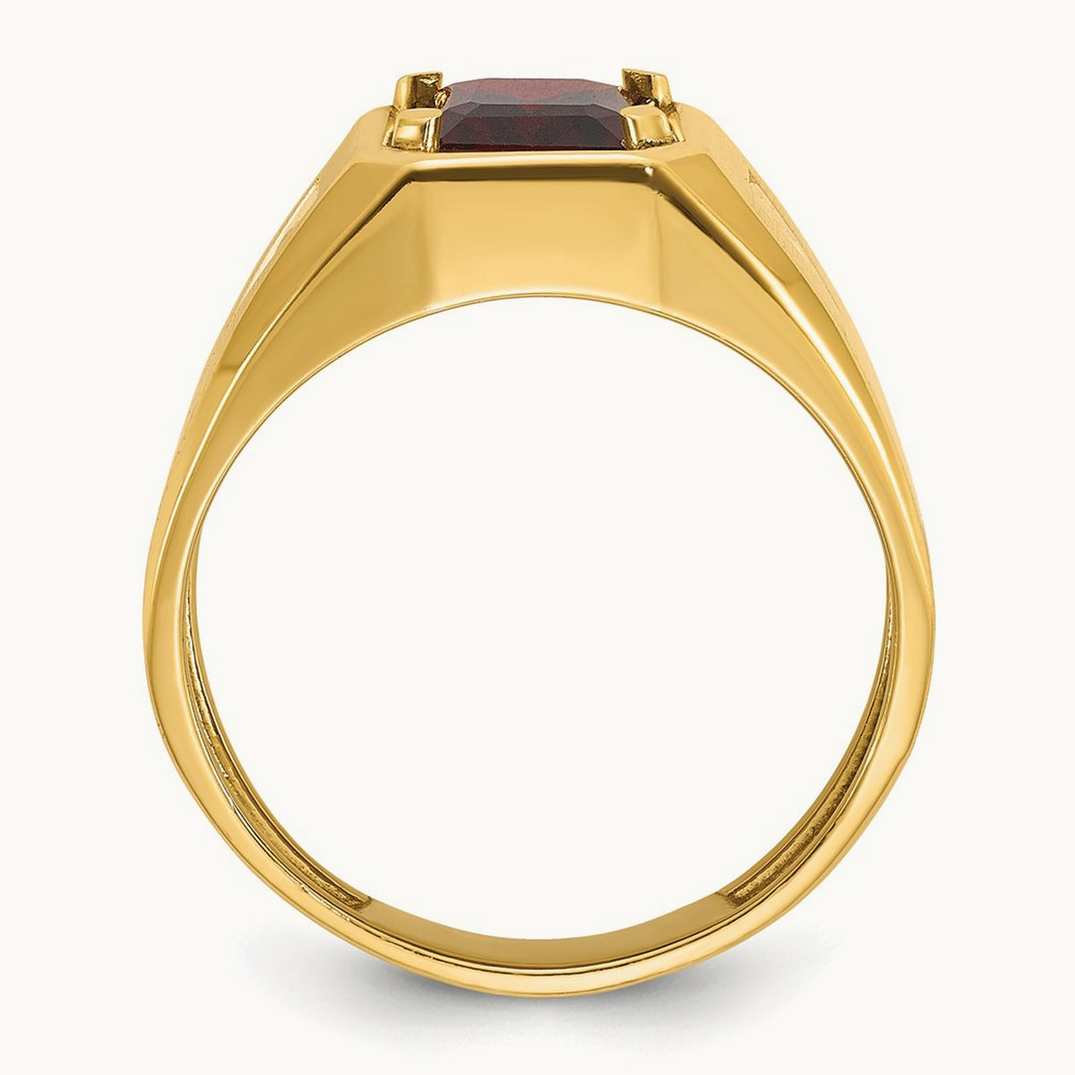 IBGoodman Men's Polished and Satin Garnet and Diamond Complete Ring, 14K