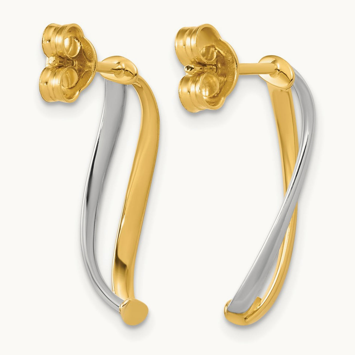 w/ Polished Curve Post Earrings — Leslie's — 10K Two-Tone Gold