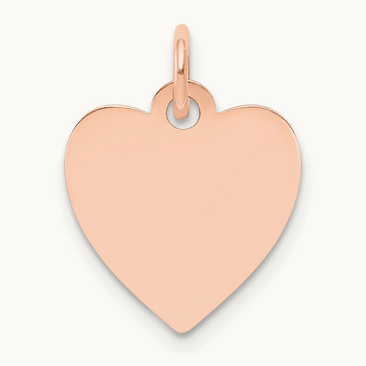 Plain .018 Gauge Engraveable Heart Disc Charm — 14K Rose Gold, 18mm