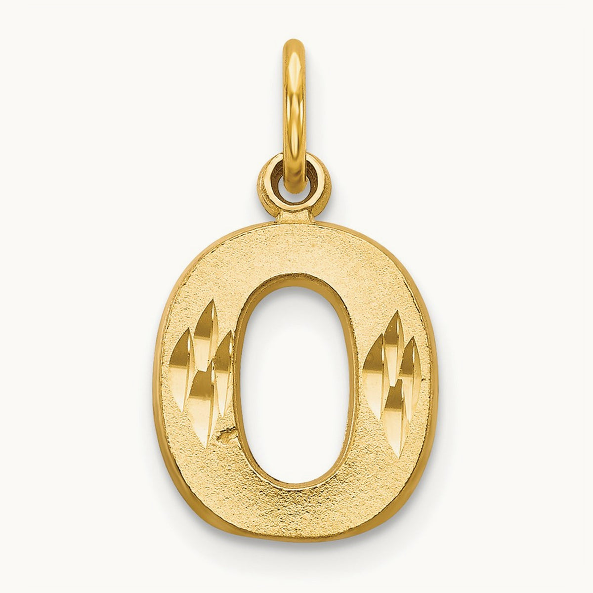 Satin Diamond-cut Initial Charm — 14K Yellow Gold, O