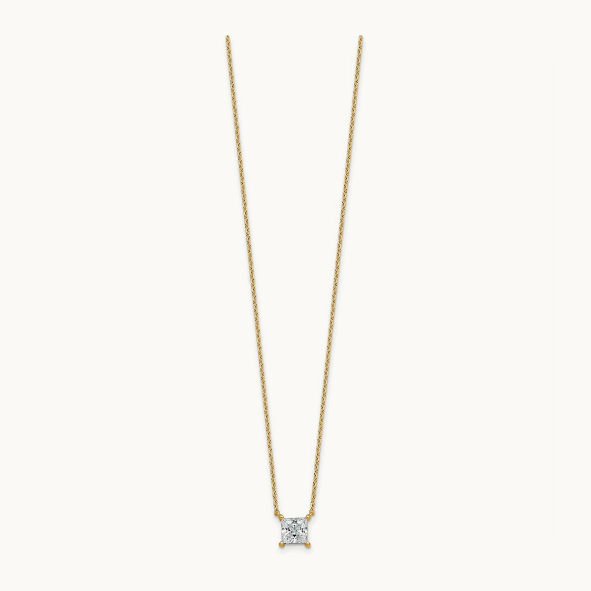 Princess Pendant Necklace, 0.25-4.00 ct tw Lab-Grown Diamond — 1 ct, 14K Yellow Gold