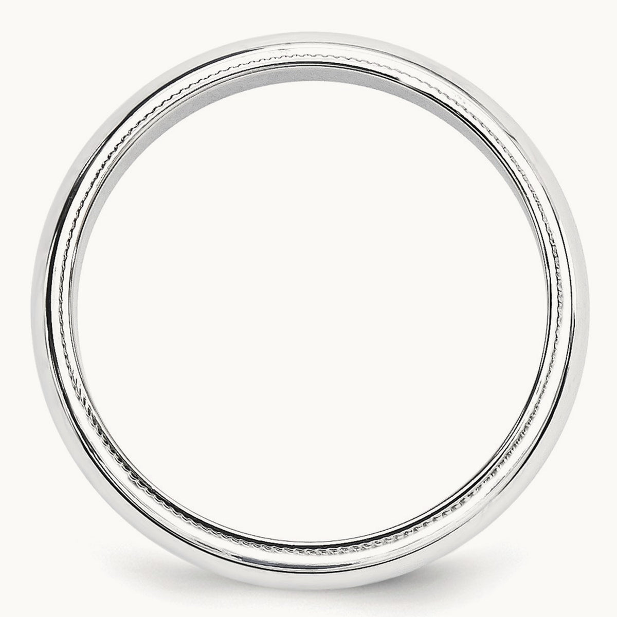 Milgrain Half Round Band, 5mm, 10K White Gold