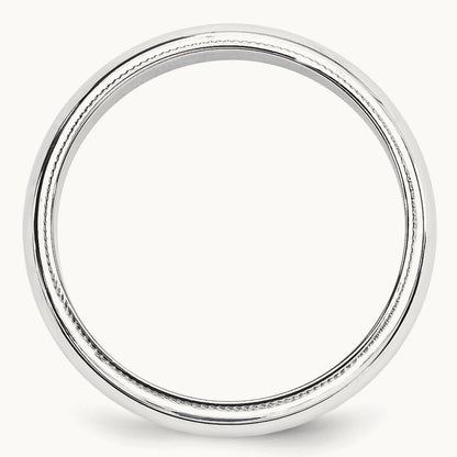 Milgrain Half Round Band, 5mm, 10K White Gold