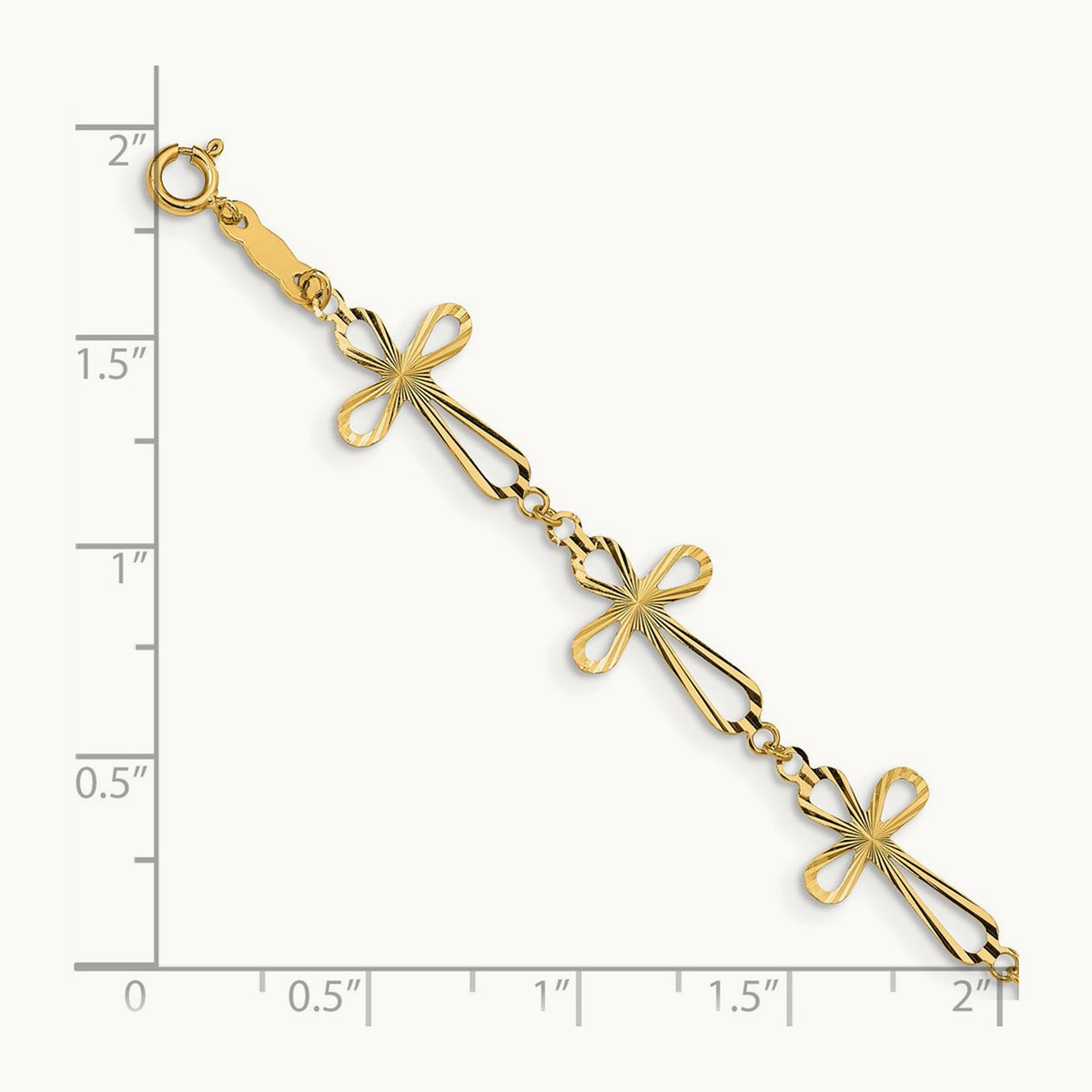 Diamond Cut Open Cross Bracelet, 14K