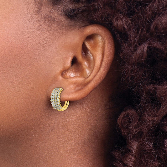 Hinged Hoop Earrings, 1.00-3.00 ct tw Lab-Grown Diamond — 1 ct, 14K Yellow Gold