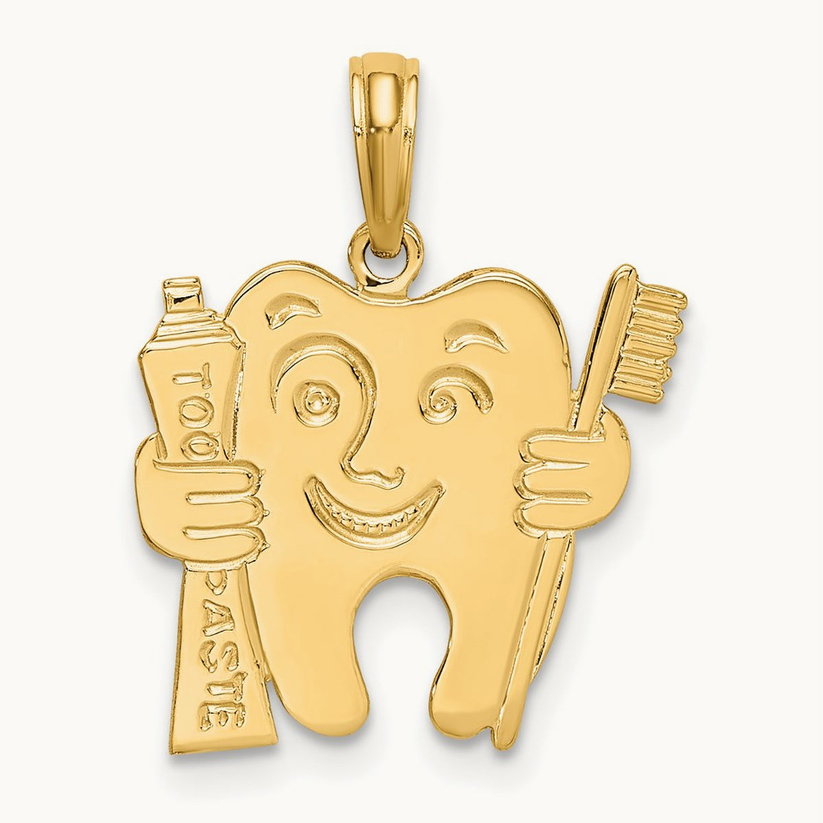 Polished Flat-Backed Dental Charm, 14K