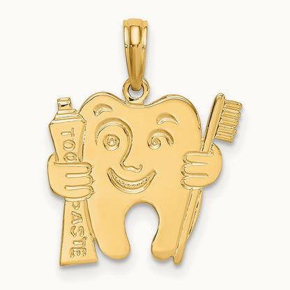 Polished Flat-Backed Dental Charm, 14K