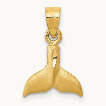3D Whale Tail Pendant, 14K