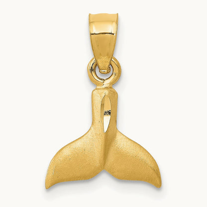 3D Whale Tail Pendant, 14K