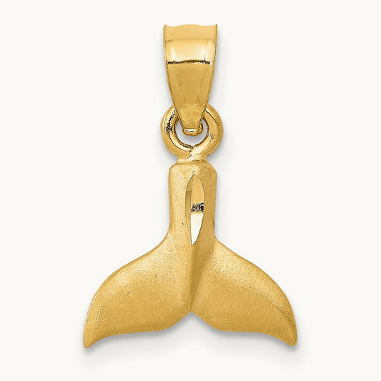 3D Whale Tail Pendant, 14K
