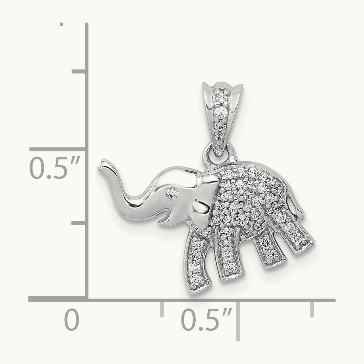 Diamond Elephant Pendant, 14K White Gold