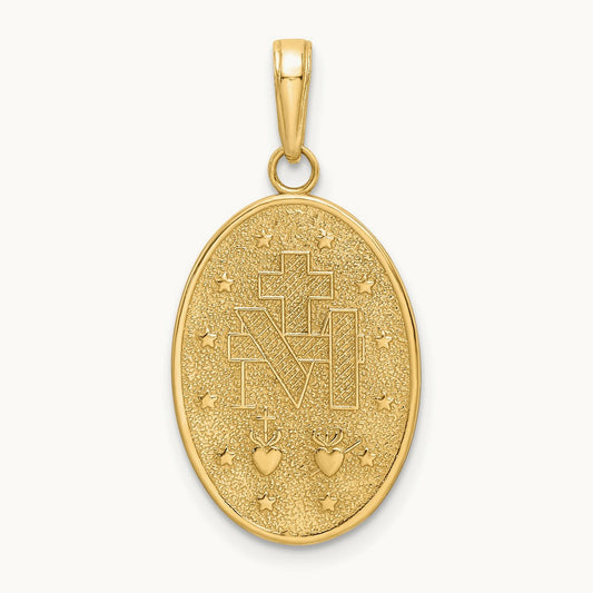 Red Enameled Miraculous Medal Pendant, 14K