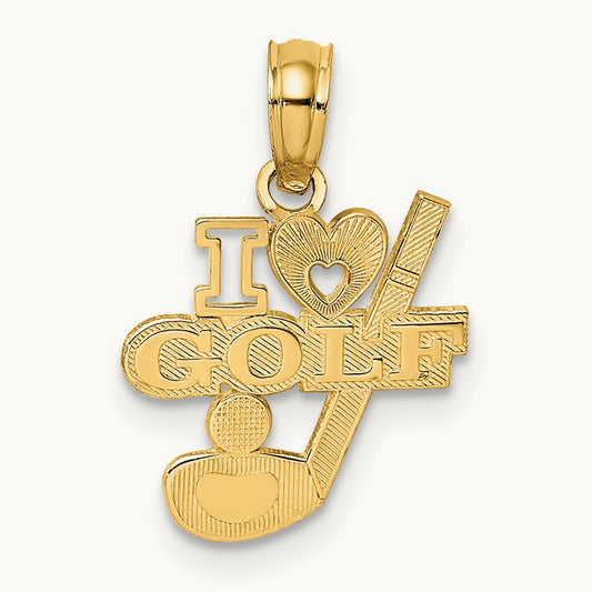 I HEART GOLF Club and Ball Charm, 14K
