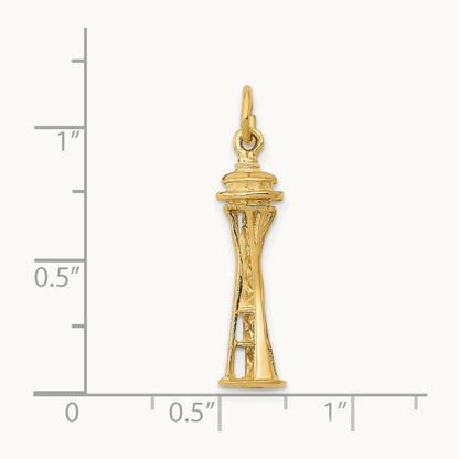 3D Space Needle Charm, 14K