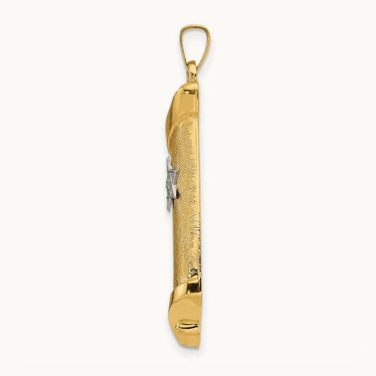 Hollow Torah Scroll and Star Pendant, 14K Two-tone