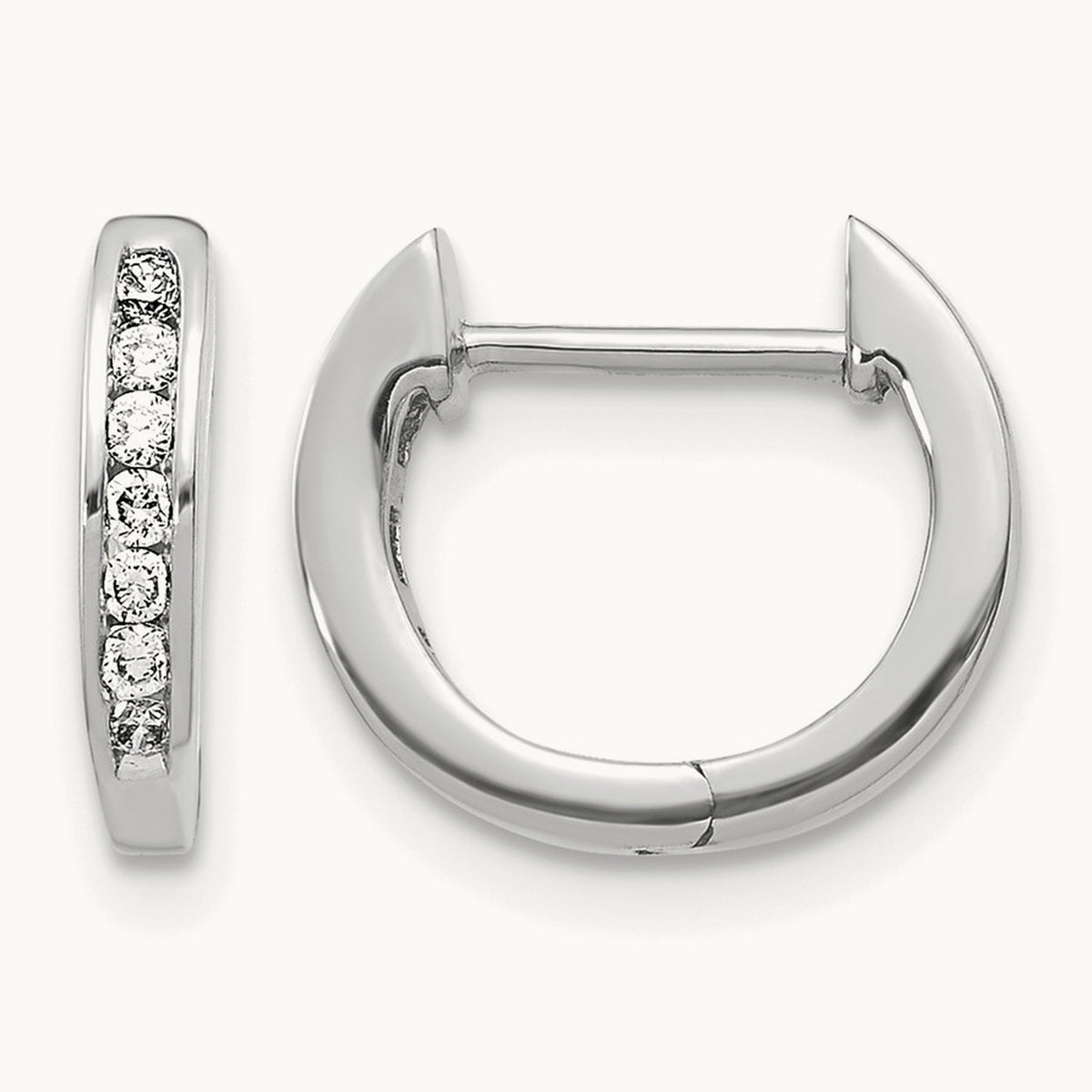 Hinged Hoop Earrings, 0.10 ct tw Lab-Grown Diamond — 14K White Gold