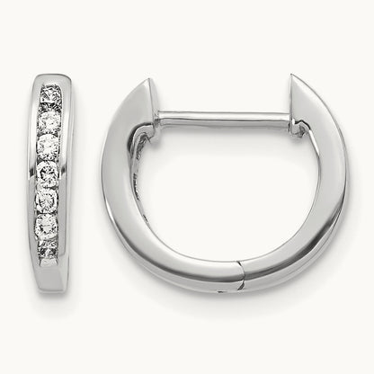 Hinged Hoop Earrings, 0.10 ct tw Lab-Grown Diamond — 14K White Gold