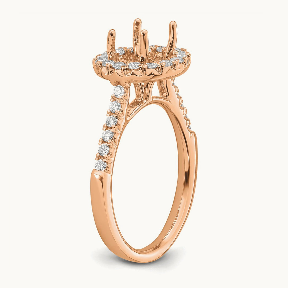 Semi-Mount Engagement Ring, 0.25-0.50 ct tw Lab-Grown Diamond — 1/2 ct (holds 2 ct center) · VS/SI (Great), 14K Rose Gold, 7