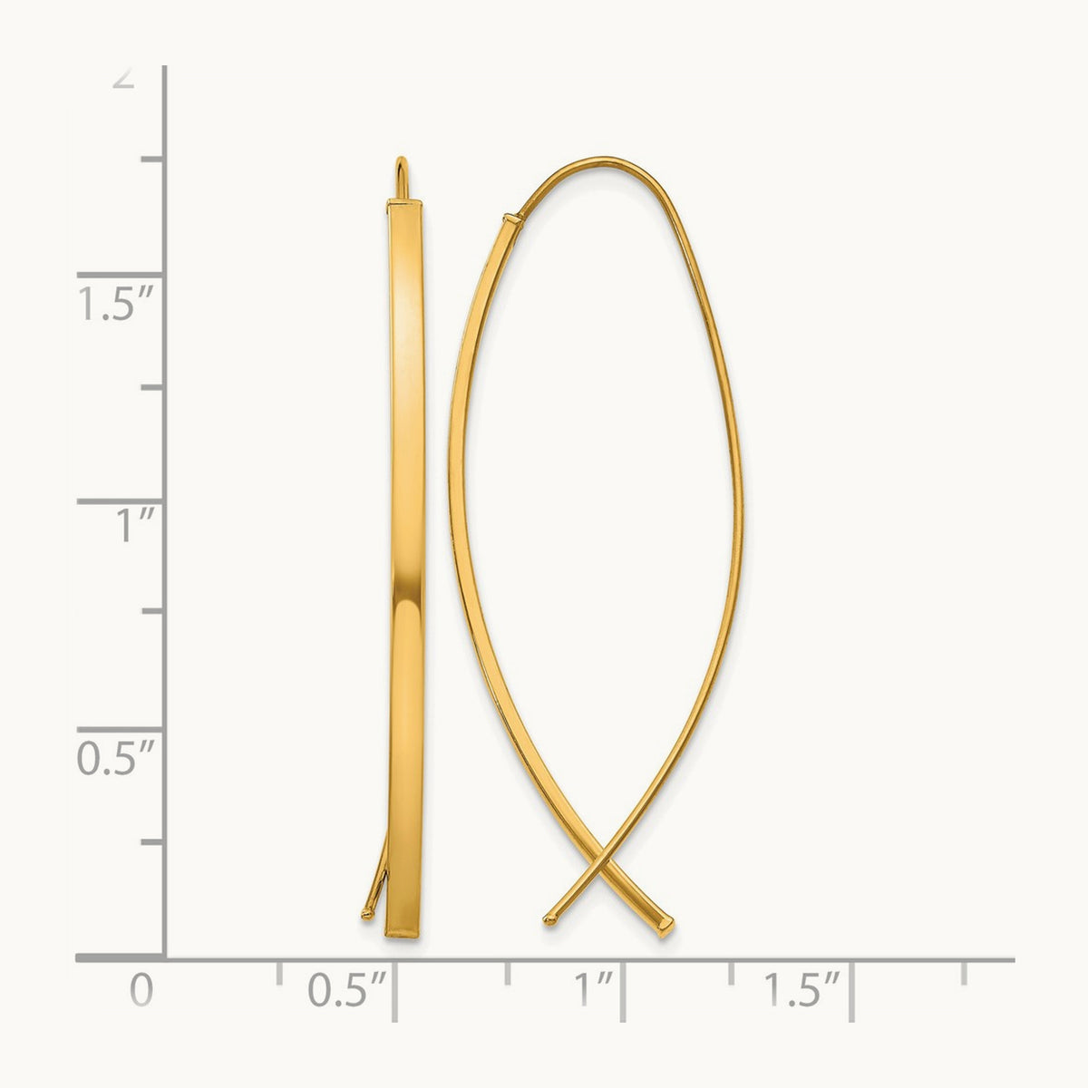 Square Tube Wire Threader Earrings — 14K Yellow Gold