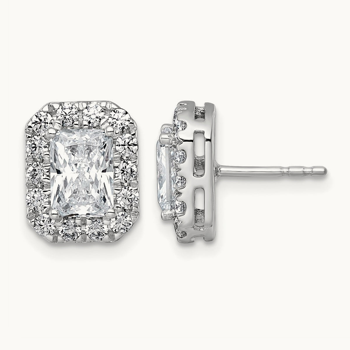 Radiant Halo Post Earrings, 0.50-8.50 ct tw Lab-Grown Diamond — 2 3/4 ct, 14K White Gold