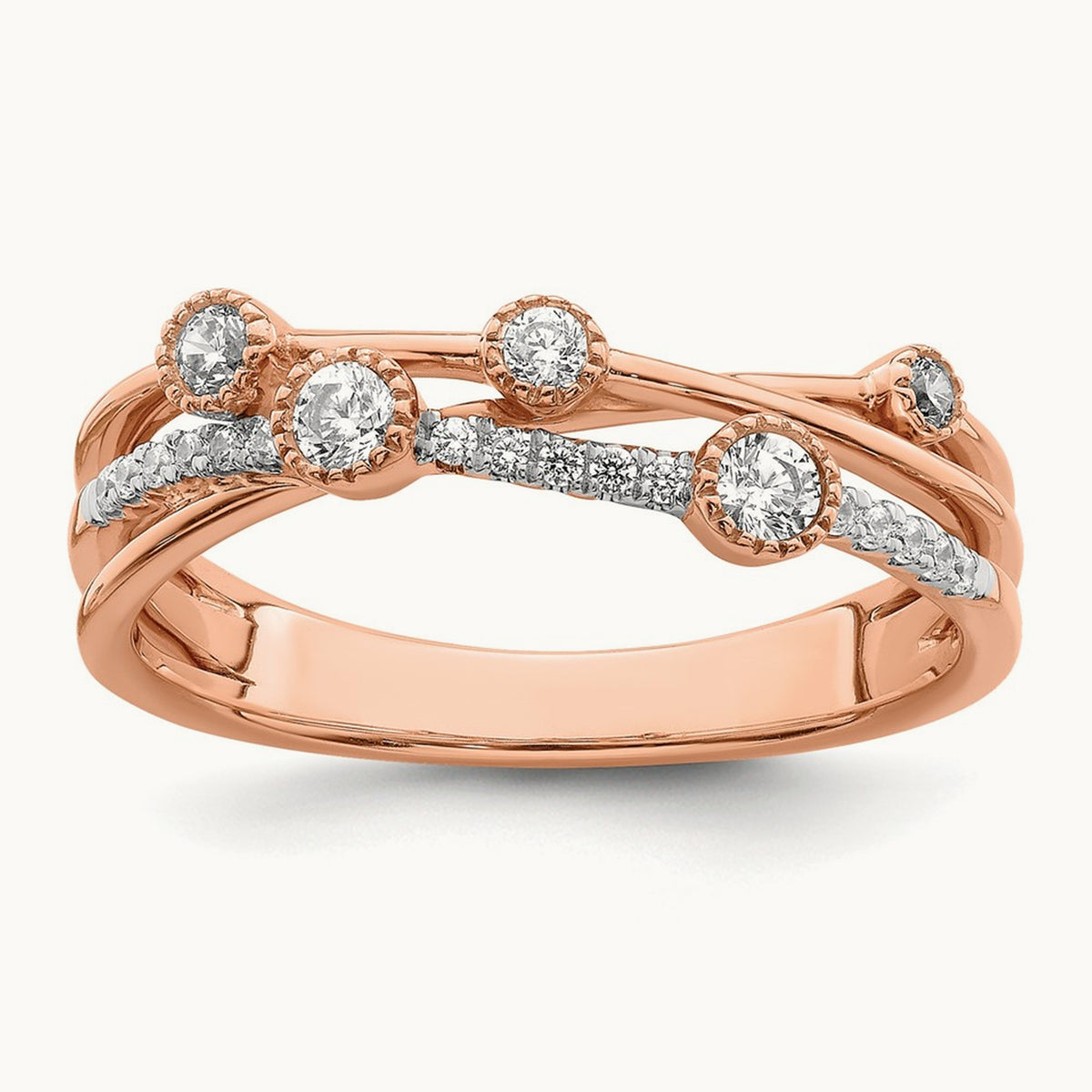 Criss Cross Ring, 0.25 ct tw Lab-Grown Diamond — 14K Rose Gold