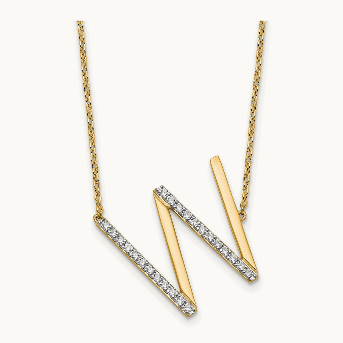 Sideways Diamond Necklace — 14K Yellow Gold, W