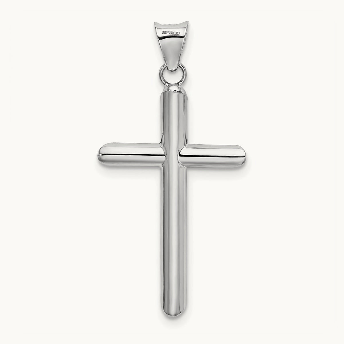Hollow Cross Pendant, 14K White Gold