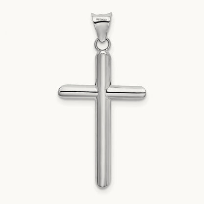 Hollow Cross Pendant, 14K White Gold