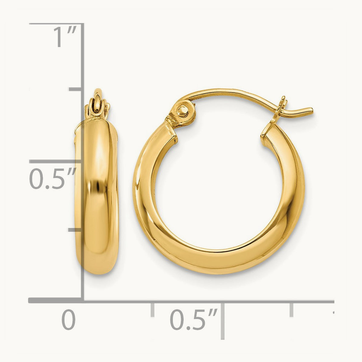 Round Tube Hoop Earrings — 14K Yellow Gold, 17mm