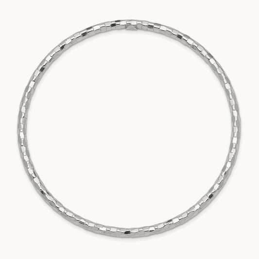 Textured Slip-on Bangle Bracelet, 14K White Gold