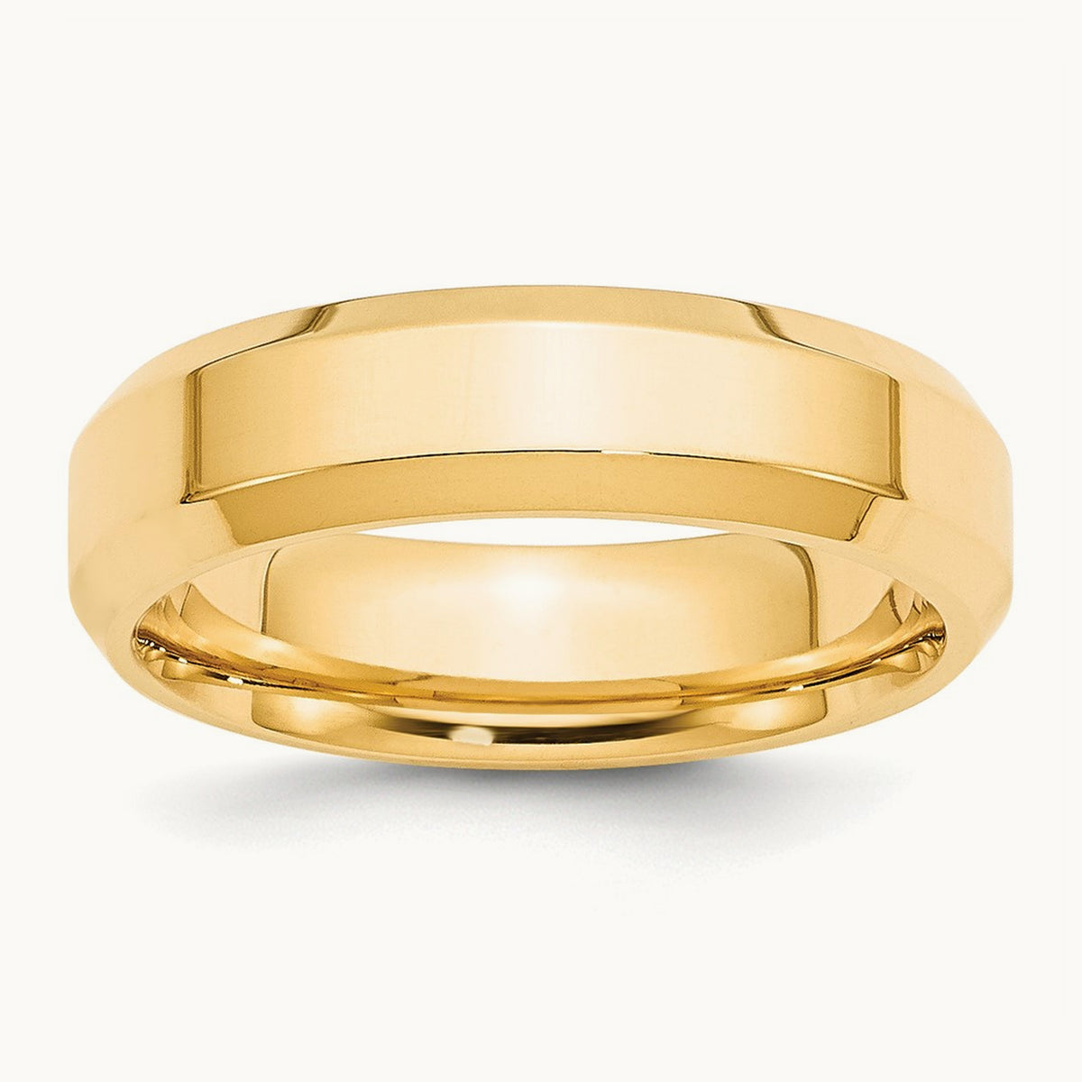 Bevel Edge Comfort Fit Band, 6mm, 10K Yellow Gold