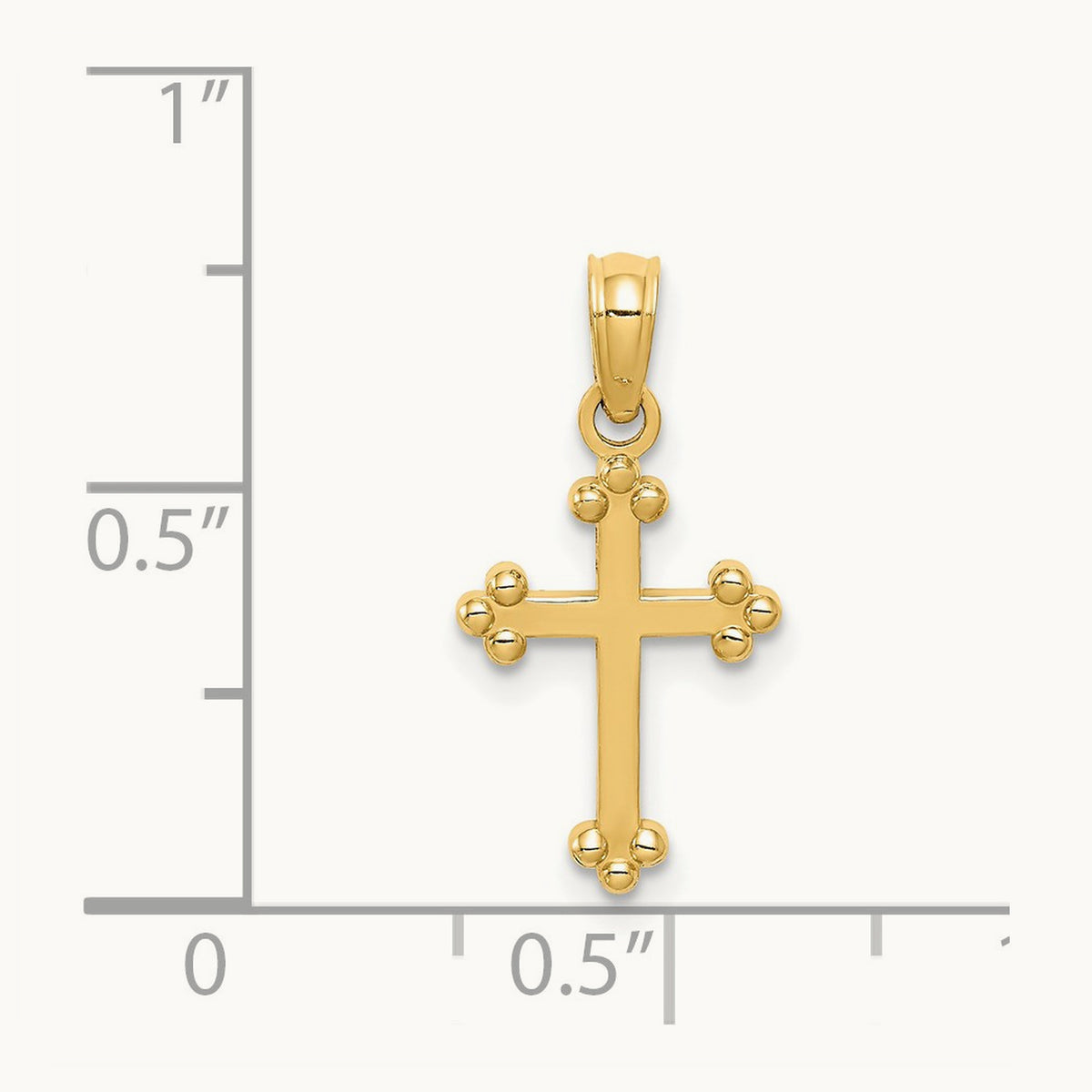 Budded Cross Charm — 14K Yellow Gold, 20mm