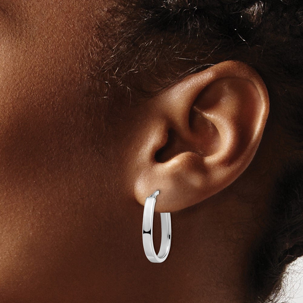 Polished U-Shape Hoop Earrings — 14K White Gold