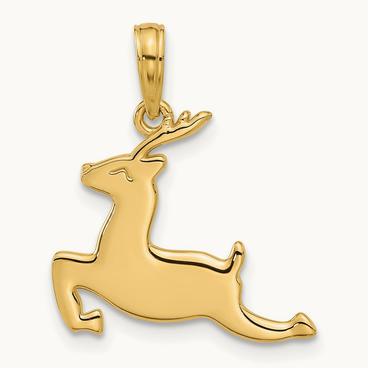 Polished Prancing Reindeer Charm, 14K
