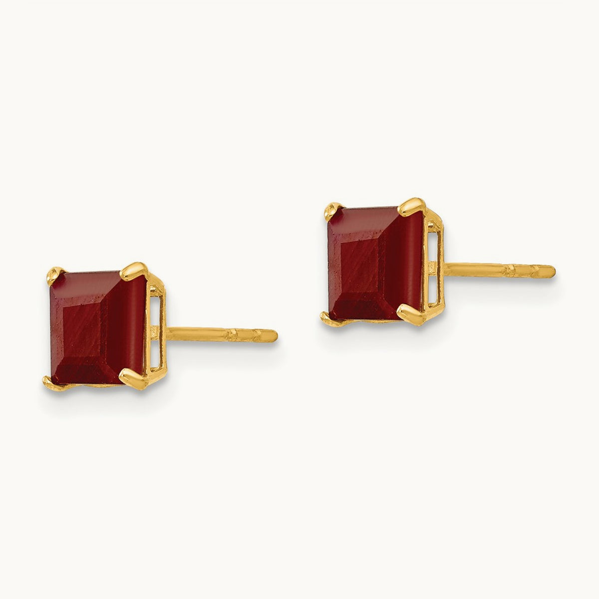 Madi K Ruby Square Post Earrings, 5mm, 14K