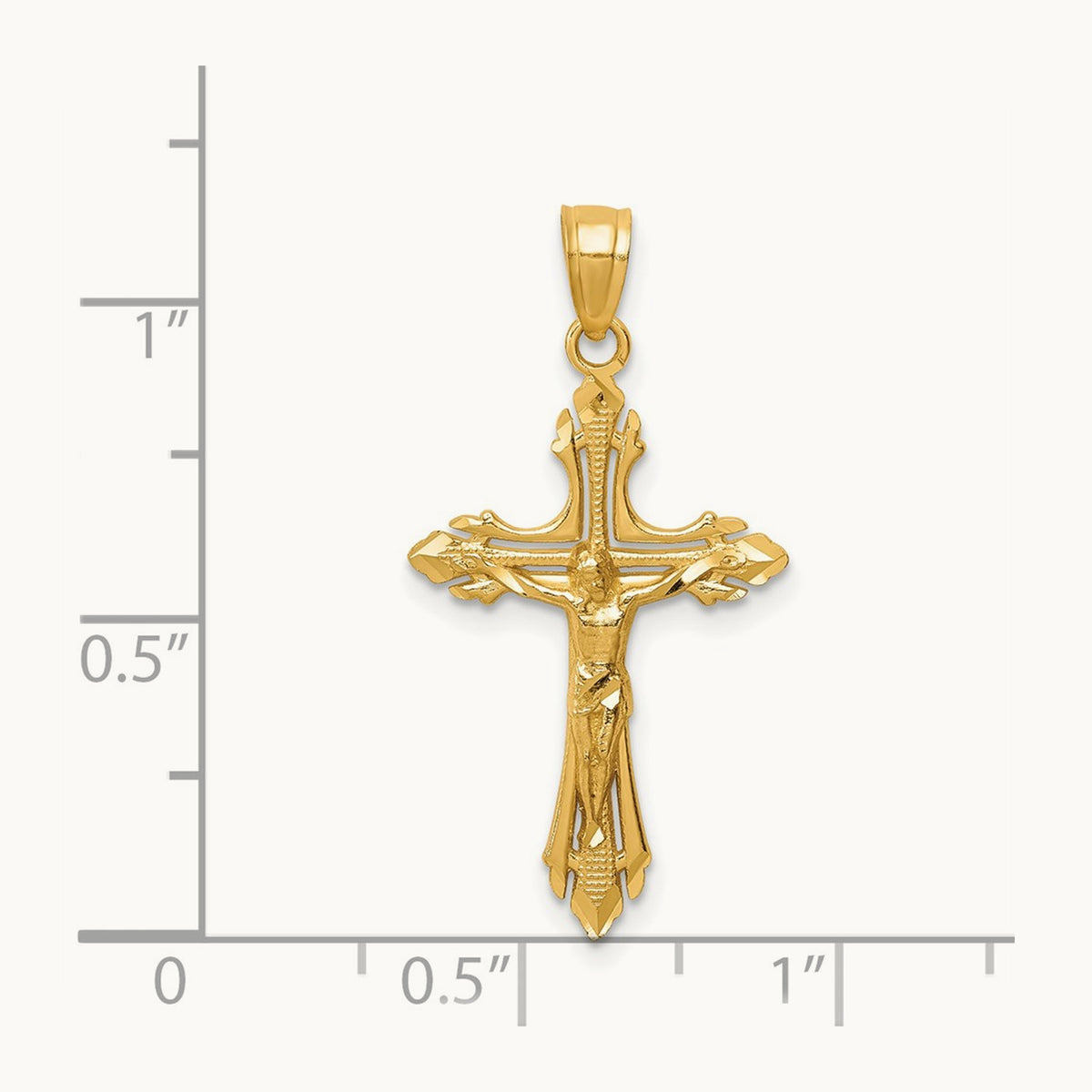 Diamond-cut Crucifix Pendant, 14K