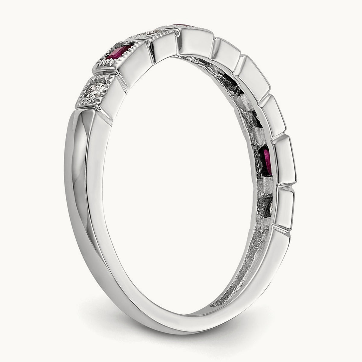 Diamond w/Ruby Band, 14K White Gold