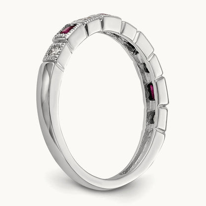 Diamond w/Ruby Band, 14K White Gold