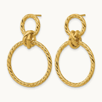 Polished and Twisted Circles Dangle Post Earrings, 14K — Leslie's