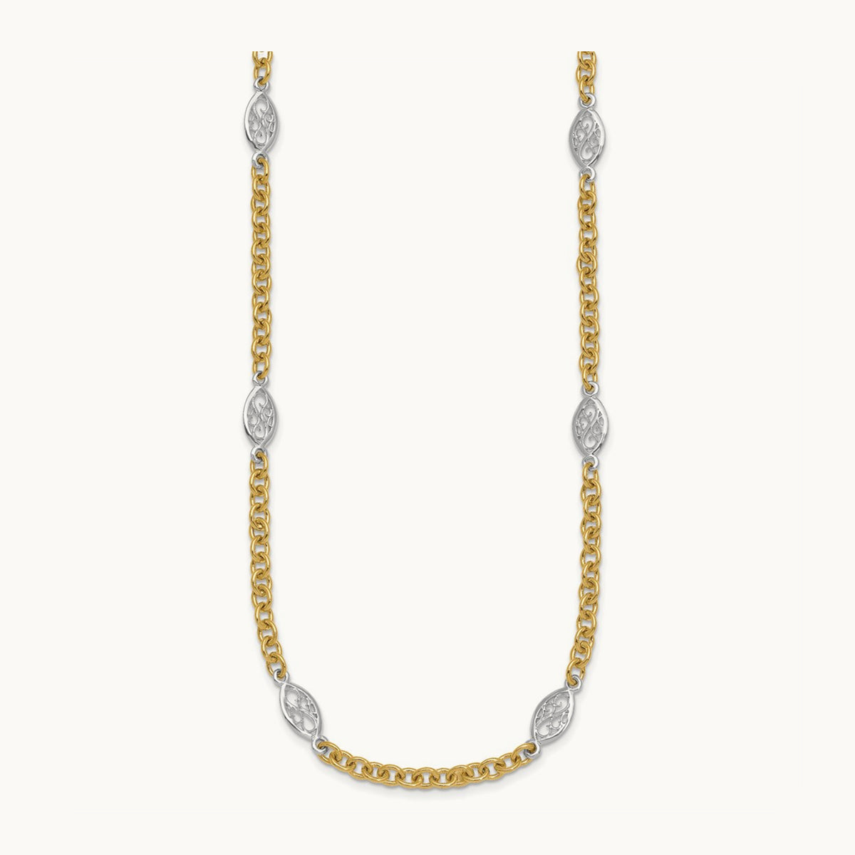 Polished Fancy Chain Necklace, 6.5mm, 14K Two-tone
