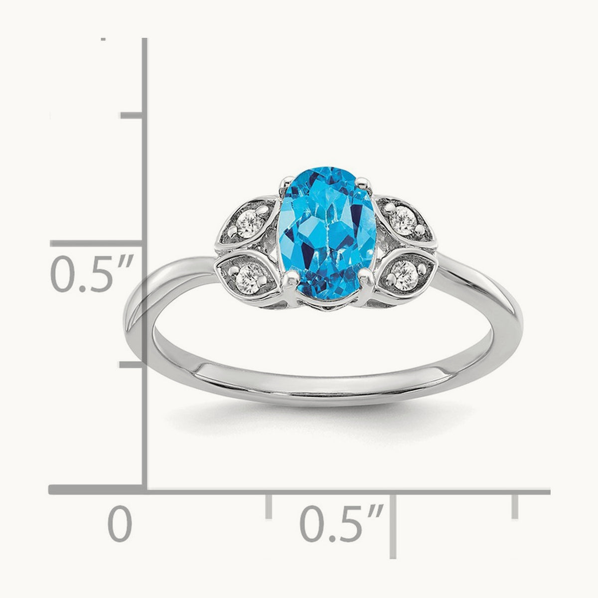 Blue Topaz and Diamond Ring, 14K White Gold
