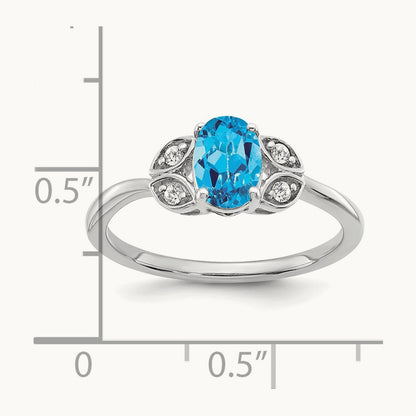 Blue Topaz and Diamond Ring, 14K White Gold